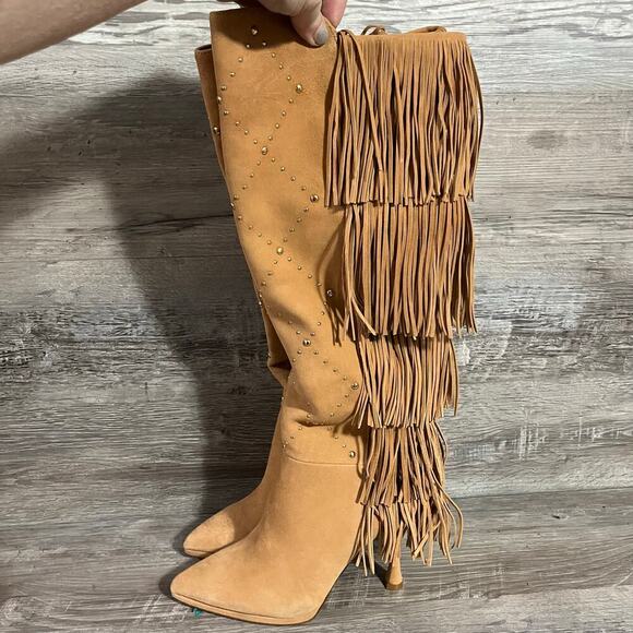 Vince Camuto Panaryaz Knee High Fringe Boots 7M - Picture 10 of 16
